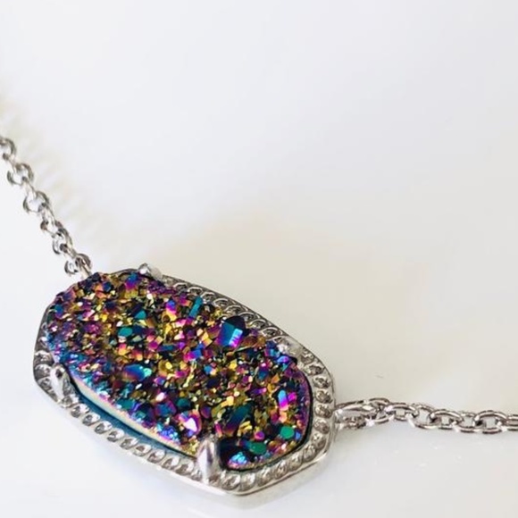 Kendra Scott Gold or Silver Elisa Multi Color Drusy Quartz Necklace - Picture 7 of 11